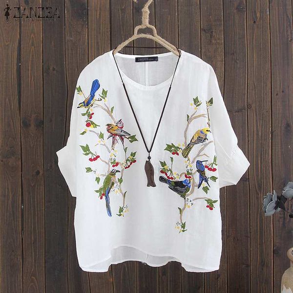 women's blouses & shirts 2021 summer embroidered blouse zanzea women 3/4 sleeve vintage casual o neck cotton loose party tunic female, White
women's blouses & shirts 2021 summer embroidered blouse zanzea women 3/4 sleeve vintage casual o neck cotton loose party tunic female, White
