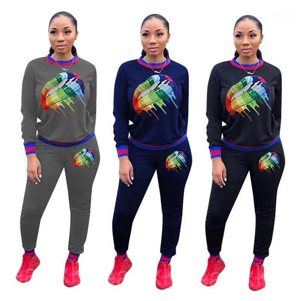 fashion lips printed long sleeve two piece sets autunm winter casual two piece pants designer womens tracksuits, White
fashion lips printed long sleeve two piece sets autunm winter casual two piece pants designer womens tracksuits, White