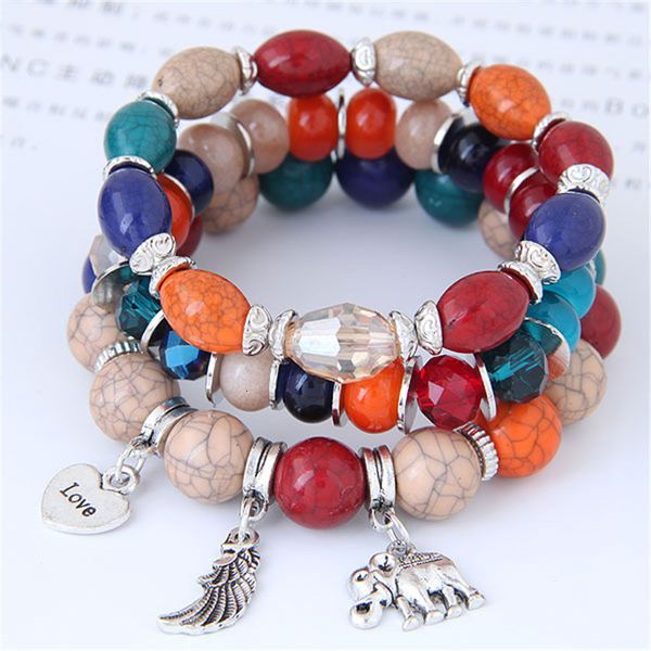 charm bracelets vintage bracelet female round bead for women jewelry elephant natural stone charms wristband gift pulseira feminina, Golden;silver
charm bracelets vintage bracelet female round bead for women jewelry elephant natural stone charms wristband gift pulseira feminina, Golden;silver