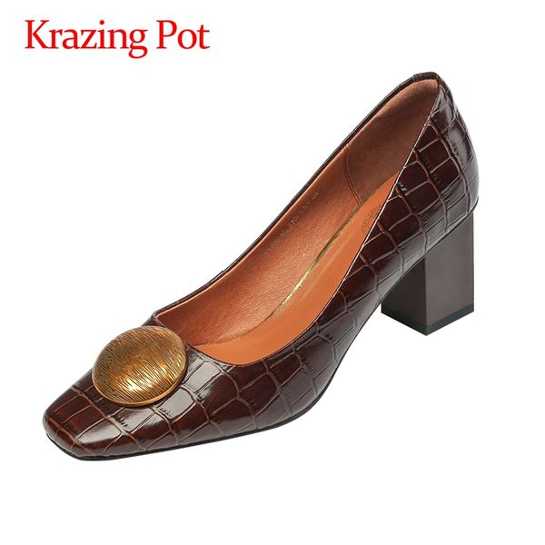 krazing pot 2020 korean girls genuine leather ring metal decorations gingham square toe high square heel slip on women pumps l34, Black
krazing pot 2020 korean girls genuine leather ring metal decorations gingham square toe high square heel slip on women pumps l34, Black