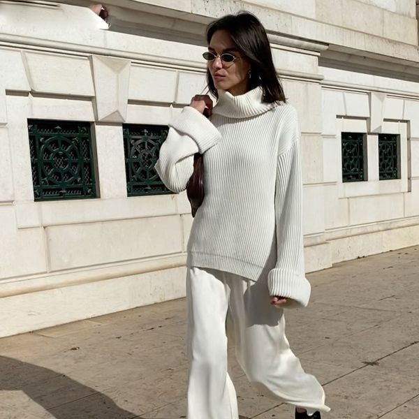 knitted turtleneck oversied sweaters women long sleeve cotton solid sweater women autumn winter pull femme knitwear 2020, White;black
knitted turtleneck oversied sweaters women long sleeve cotton solid sweater women autumn winter pull femme knitwear 2020, White;black