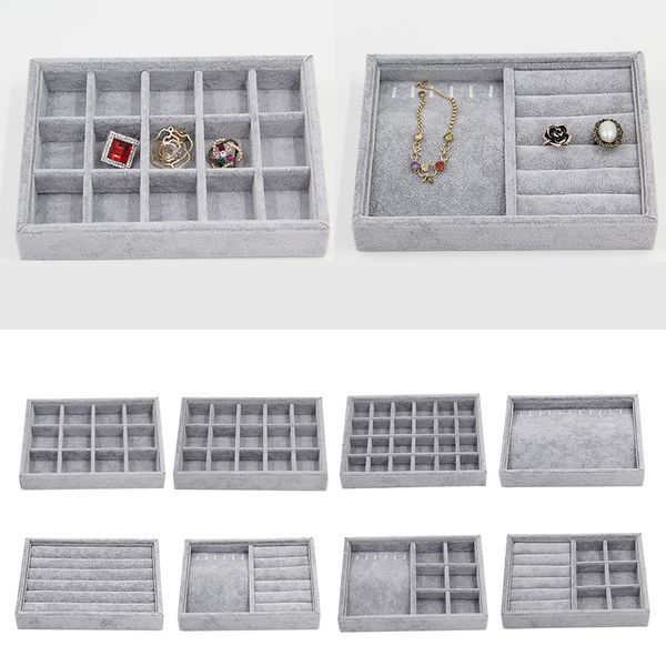 gray velvet stackable jewelry display tray case for jewellery fashion portable velvet jewelry organizer box t200917, Black;white
gray velvet stackable jewelry display tray case for jewellery fashion portable velvet jewelry organizer box t200917, Black;white