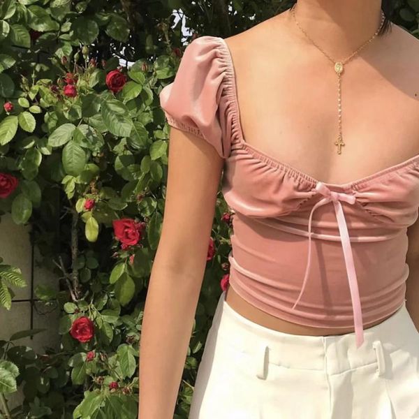 sweet kawaii girls pink velvet tshirt women summer 2020 cute puff sleeve crop streetwear 90s vintage skinny tee shirt femme, White
sweet kawaii girls pink velvet tshirt women summer 2020 cute puff sleeve crop streetwear 90s vintage skinny tee shirt femme, White