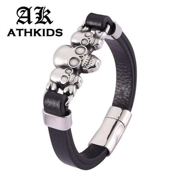 personality jewelry stainless steel black leather bracelet men magnet clasp punk male wrist band gifts pd0476, Golden;silver
personality jewelry stainless steel black leather bracelet men magnet clasp punk male wrist band gifts pd0476, Golden;silver