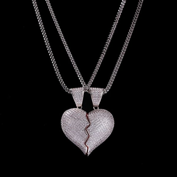 iced out broken heart pendant necklace for mens womens fashion hip hop necklace jewelry lover necklace 1 pair, Silver
iced out broken heart pendant necklace for mens womens fashion hip hop necklace jewelry lover necklace 1 pair, Silver