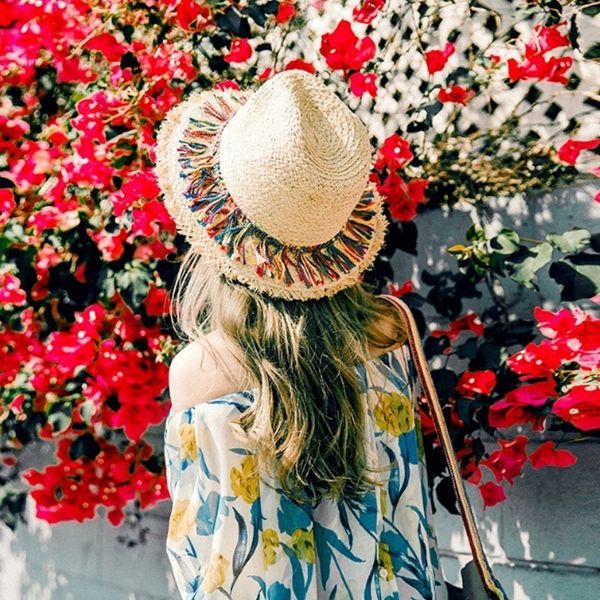 colorful tassel ribbon decorate straw shading sun hat lady fashion beach jazz summer woman c4zn, Blue;gray
colorful tassel ribbon decorate straw shading sun hat lady fashion beach jazz summer woman c4zn, Blue;gray