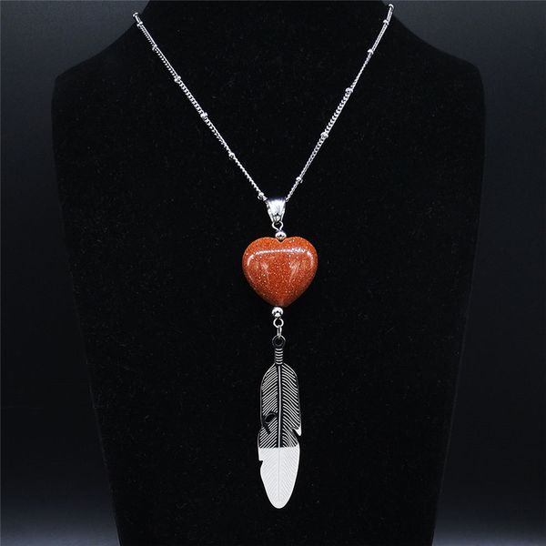 pendant necklaces 2021 heart natural stone stainless steel feather necklace women silver color long jewelry collares largos n655s02
pendant necklaces 2021 heart natural stone stainless steel feather necklace women silver color long jewelry collares largos n655s02