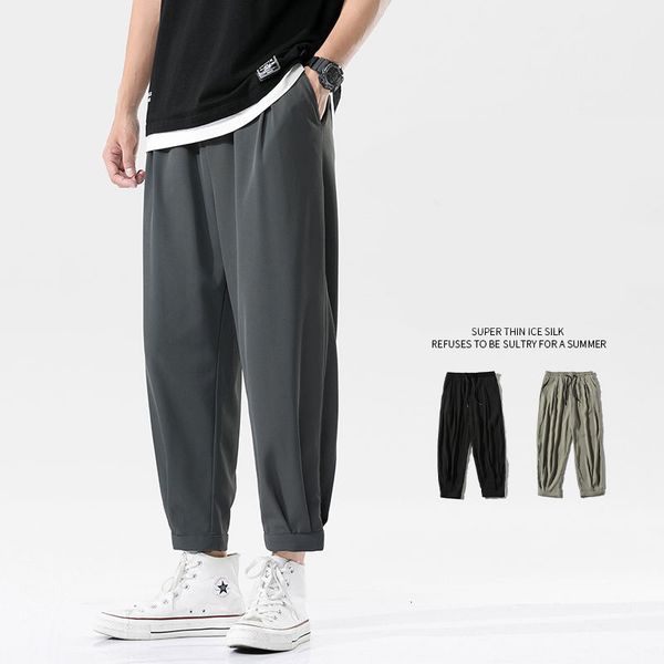 men's pants 2021 ice silk casual thin men solid color ankle-length high-quality business trousers male summer pant joggers, Black
men's pants 2021 ice silk casual thin men solid color ankle-length high-quality business trousers male summer pant joggers, Black
