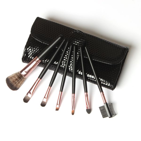 7 pcs professional make up brushes cosmetic brushes with black leather case ing