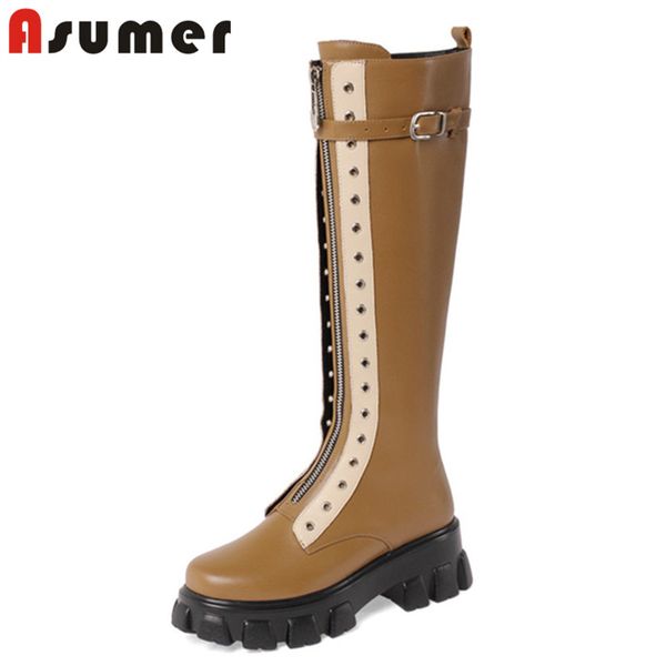 asumer 2020 genuine leather knee high boots women thick bottom casual shoes fashion punk woman boots, Black
asumer 2020 genuine leather knee high boots women thick bottom casual shoes fashion punk woman boots, Black