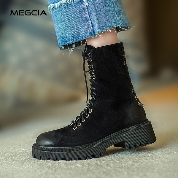 megcia black suede ankle boots genuine leather chunky boots platform women lace up martin female designer shoes winter a32
megcia black suede ankle boots genuine leather chunky boots platform women lace up martin female designer shoes winter a32