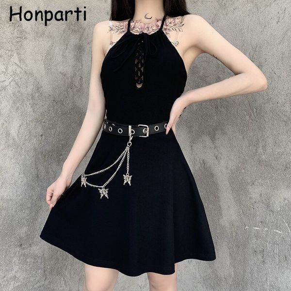 street style gothic halter neck high waist dress female punk butterfly chain belt backless mini a-line dresses women dress, Black;gray
street style gothic halter neck high waist dress female punk butterfly chain belt backless mini a-line dresses women dress, Black;gray