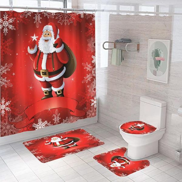 merry christmas santa shower curtain bathroom curtain with 12 hooks anti-slip bath mat set toilet seat cover holiday decoration
merry christmas santa shower curtain bathroom curtain with 12 hooks anti-slip bath mat set toilet seat cover holiday decoration