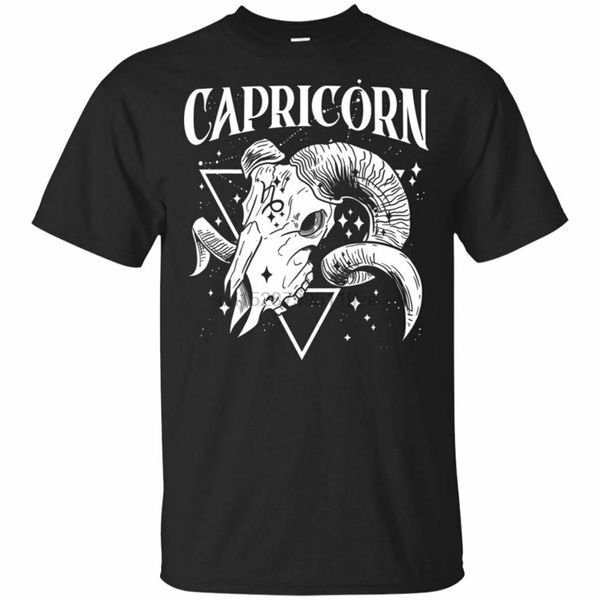 blackcraft zodiac sign capricorn skull magic wand witch black navy t-shirt brand fashion tee shirt
