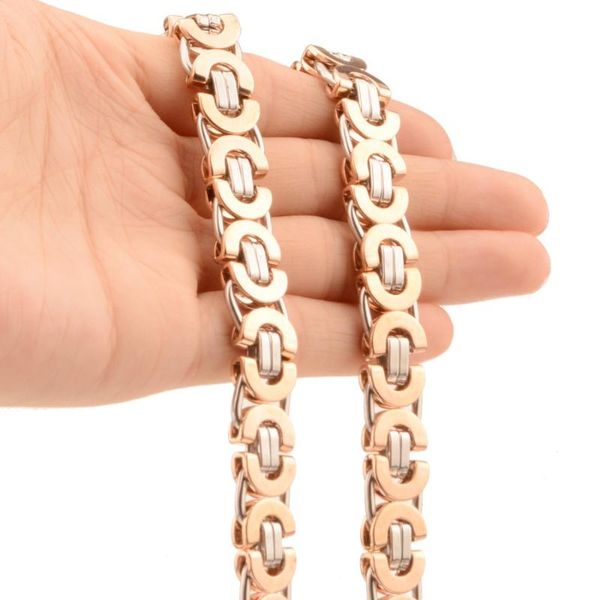 11mm sale stainless steel rose gold color byzantine chain necklace or bracelet men's women's biker jewelry daily gift, Silver
11mm sale stainless steel rose gold color byzantine chain necklace or bracelet men's women's biker jewelry daily gift, Silver