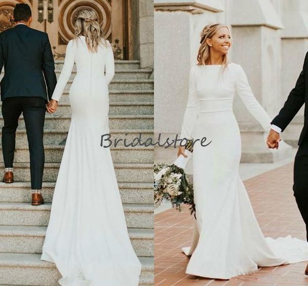 simple mermaid wedding dresses elegant long sleeve boho country style wedding dress 2020 sweep train strech satin bridal skirts civil, White
simple mermaid wedding dresses elegant long sleeve boho country style wedding dress 2020 sweep train strech satin bridal skirts civil, White