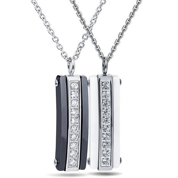 two colors square cz zircon channel ceramic pendant necklace women engagement promise wedding jewelry for women, Silver
two colors square cz zircon channel ceramic pendant necklace women engagement promise wedding jewelry for women, Silver