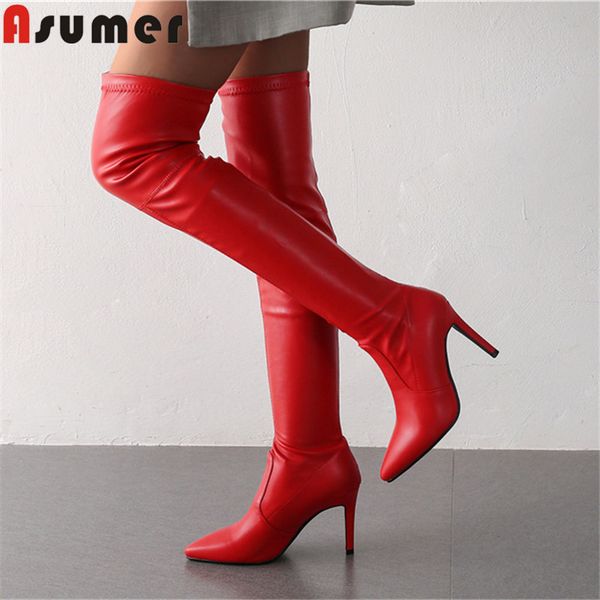 asumer 2020 new over the knee boots pointed toe stretch boots high heels prom ladies shoes slim thigh high big size, Black
asumer 2020 new over the knee boots pointed toe stretch boots high heels prom ladies shoes slim thigh high big size, Black