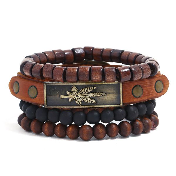 vintage 4pc brown wooden bead bracelet set for women men fashion genuine leather charm bracelets bangles hand jewelry, Golden;silver
vintage 4pc brown wooden bead bracelet set for women men fashion genuine leather charm bracelets bangles hand jewelry, Golden;silver