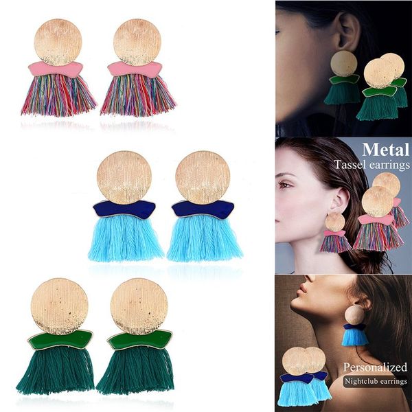 1 pair of green retro bohemian exaggerated fashion earrings round metal tassel earrings personality disco, Silver
1 pair of green retro bohemian exaggerated fashion earrings round metal tassel earrings personality disco, Silver