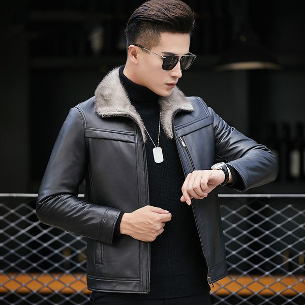 genuine leather jacket men winter sheepskin leather jacket mens real collar warm duck down coats ct1805 yy418, Black
genuine leather jacket men winter sheepskin leather jacket mens real collar warm duck down coats ct1805 yy418, Black