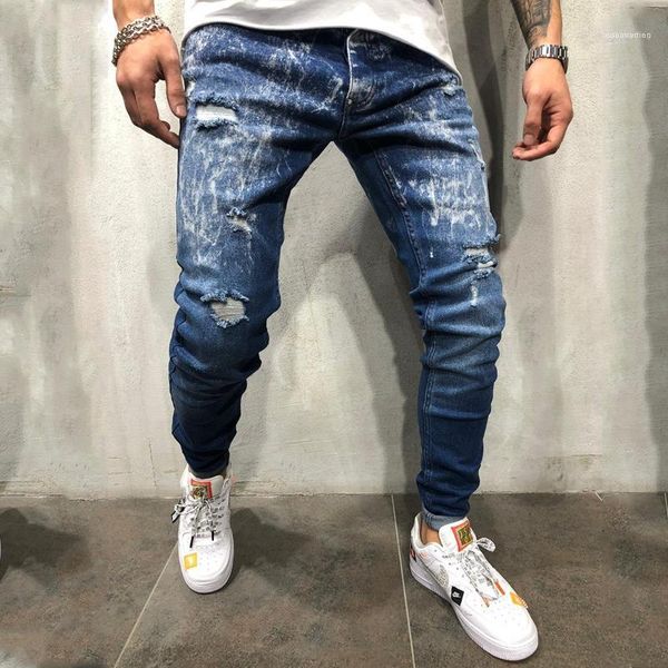 man clothing mens gradient color designer jeans casual snowflake skinny ripped pencil pants 20ss new hip hop, Blue 
man clothing mens gradient color designer jeans casual snowflake skinny ripped pencil pants 20ss new hip hop, Blue