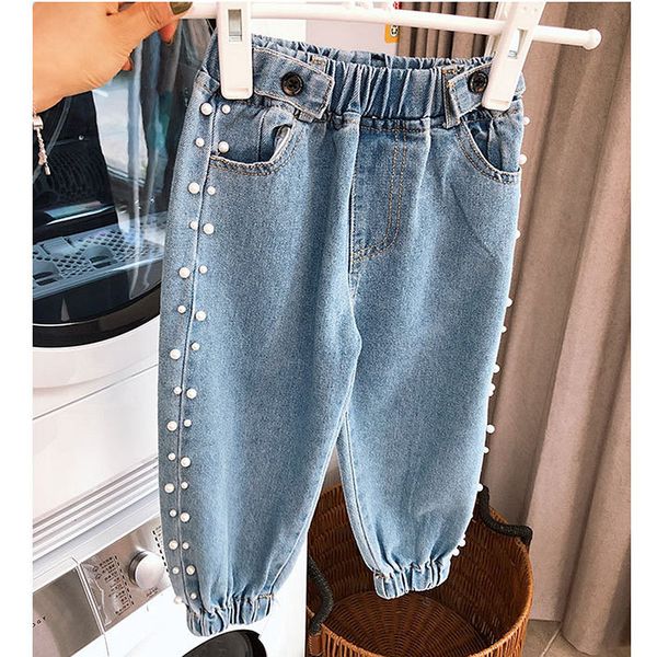 jeans girls 2021 spring and autumn children's middle small beaded light-colored beam feet casual trousers, Blue
jeans girls 2021 spring and autumn children's middle small beaded light-colored beam feet casual trousers, Blue
