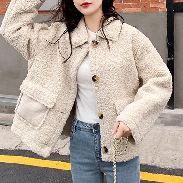 women's wool & blends women autumn spring solid coat lapel loose warm jacket outwear female casual jumper ladies blend faux fur ladies#, Black
women's wool & blends women autumn spring solid coat lapel loose warm jacket outwear female casual jumper ladies blend faux fur ladies#, Black