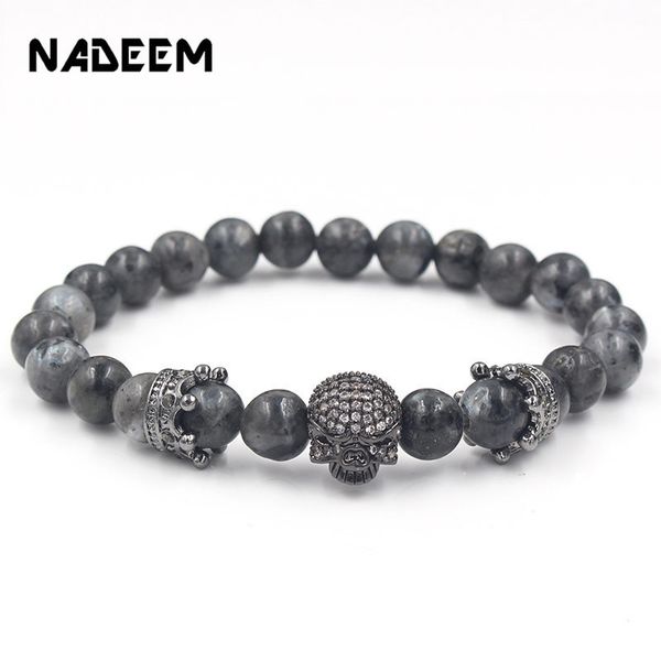 charm bracelets fashion punk micro pave cz black skeleton skull corwn with labradorite stone beads men buddha strand bracelet jewelry, Golden;silver
charm bracelets fashion punk micro pave cz black skeleton skull corwn with labradorite stone beads men buddha strand bracelet jewelry, Golden;silver