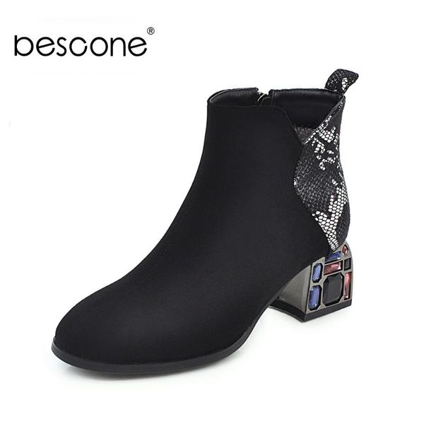 bescone stylish women mid-calf boots winter handmade snake pattern zip square heel shoes microfiber round toe lady boots bm307, Black
bescone stylish women mid-calf boots winter handmade snake pattern zip square heel shoes microfiber round toe lady boots bm307, Black