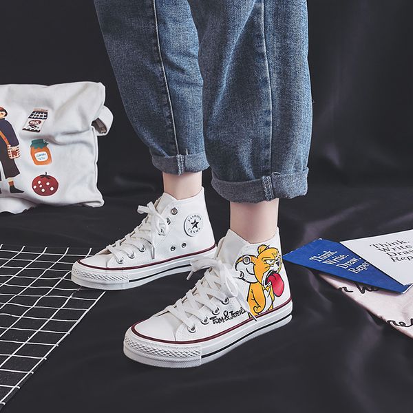 ladies casual shoes high-sports absorption men's running shoes cat and mouse cartoon high-canvas women's, Black
ladies casual shoes high-sports absorption men's running shoes cat and mouse cartoon high-canvas women's, Black