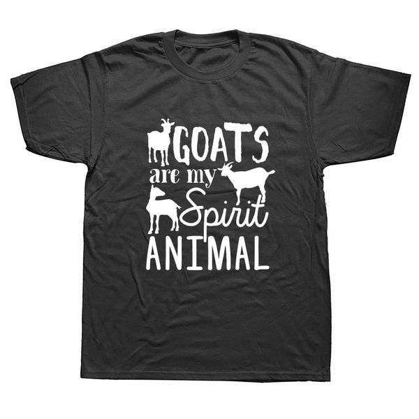 goats are my spirit animal funny t shirts men summer cotton harajuku short sleeve o neck streetwear black t-shirt