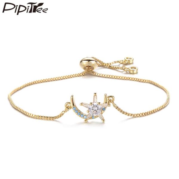 charm bracelets pipitree shiny cz zircon moon and star female lovers bracelet for women girls slider chain jewelry pulsera mujer, Golden;silver
charm bracelets pipitree shiny cz zircon moon and star female lovers bracelet for women girls slider chain jewelry pulsera mujer, Golden;silver