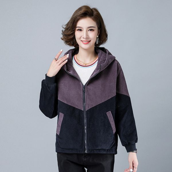 women corduroy patchwork coats autumn long sleeve zipper loose jacket famale hooded fashion clothes, Black;brown
women corduroy patchwork coats autumn long sleeve zipper loose jacket famale hooded fashion clothes, Black;brown