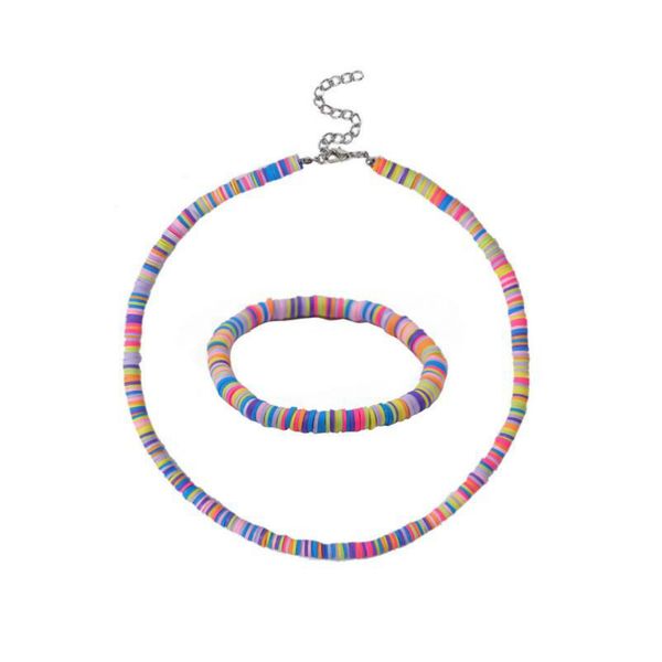 new bead bracelet necklace set fashion bohemian soft pottery polyester clay bracelet for women femme beach colorful jewelry, Silver
new bead bracelet necklace set fashion bohemian soft pottery polyester clay bracelet for women femme beach colorful jewelry, Silver