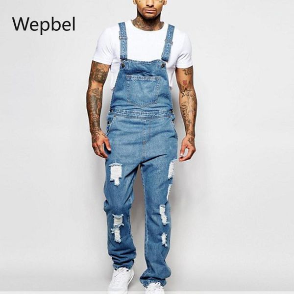 men's jeans wepbel strap denim rompers ripped trousers fashion plus size pants casual jumpsuits, Blue
men's jeans wepbel strap denim rompers ripped trousers fashion plus size pants casual jumpsuits, Blue