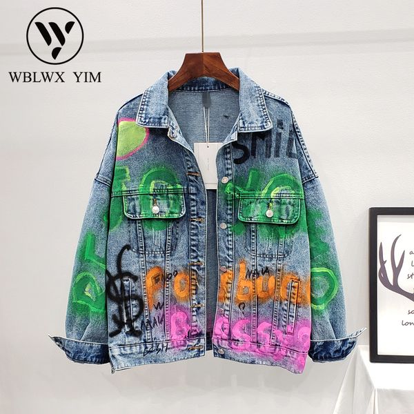 women's jackets graffiti print washed denim jacket women street style loose long sleeve harajuku coat female fashion casual jeans, Black;brown
women's jackets graffiti print washed denim jacket women street style loose long sleeve harajuku coat female fashion casual jeans, Black;brown