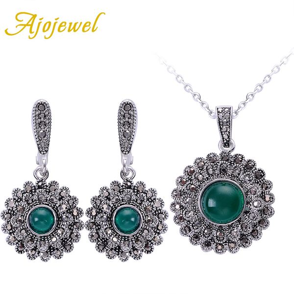 ajojewel women's sunflower resin stone jewelry sets black cz vintage necklace earrings rhinestone sets brand green red colors, Silver
ajojewel women's sunflower resin stone jewelry sets black cz vintage necklace earrings rhinestone sets brand green red colors, Silver