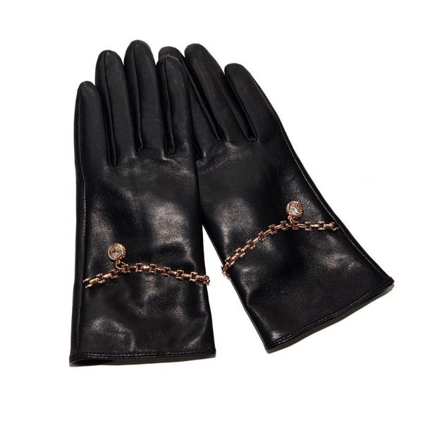 five fingers gloves latest imported sheepskin real leather woman' chain decoration black female winter warm ld6115, Blue;gray
five fingers gloves latest imported sheepskin real leather woman' chain decoration black female winter warm ld6115, Blue;gray