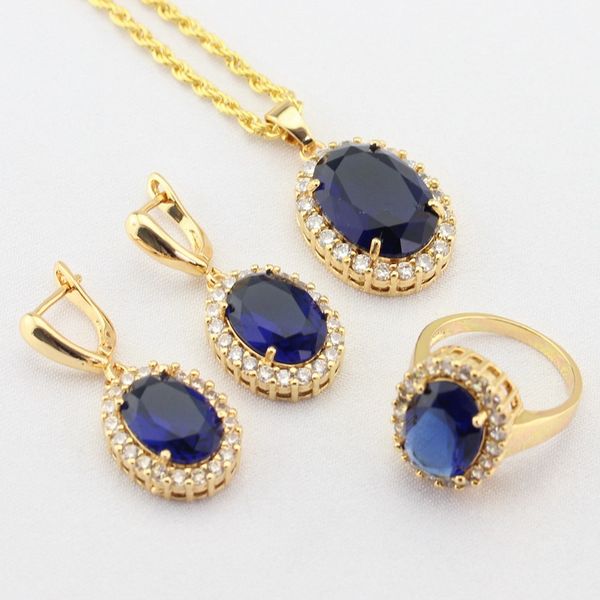wpaitkys blue semi-precious gold color jewelry sets for women drop earrings necklace pendant rings gift box, Silver
wpaitkys blue semi-precious gold color jewelry sets for women drop earrings necklace pendant rings gift box, Silver