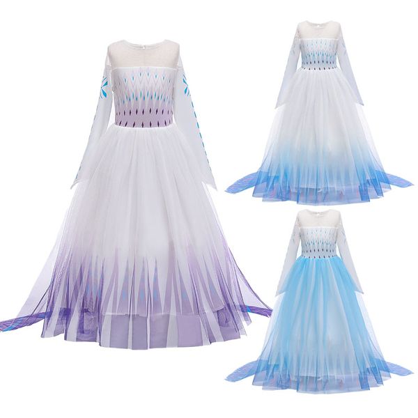 Girls Dresses For Snow Queen Dress Children Ball Gown Ice Snow 2 Princess Cosplay Halloween Costumes Girl Birthday Party Dress