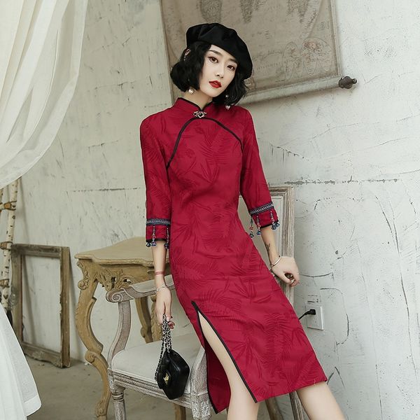 ethnic clothing yellow chinese dress 2021 s qipao vestidos 3/4 sleeve elegant cheongsam split midi long oriental ta2138, Red
ethnic clothing yellow chinese dress 2021 s qipao vestidos 3/4 sleeve elegant cheongsam split midi long oriental ta2138, Red