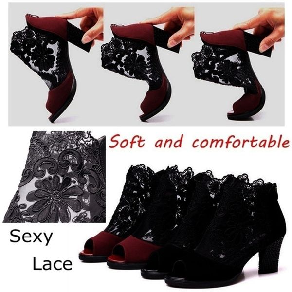 fashion dancing shoes black red lace mesh women's latin dancing shoes high-heeled boots ankle high heel sandals
fashion dancing shoes black red lace mesh women's latin dancing shoes high-heeled boots ankle high heel sandals