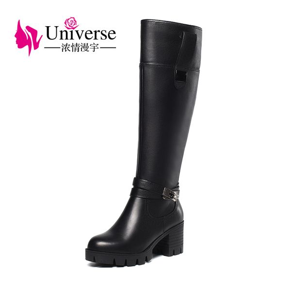 universe genuine cow leather knee high women boots rubber sole female waterproof brand knight riding boots short plush g348, Black
universe genuine cow leather knee high women boots rubber sole female waterproof brand knight riding boots short plush g348, Black