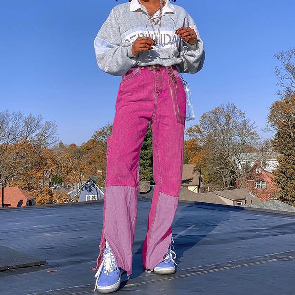 houzhou 2020 autumn woman jeans side split jeans for women high waist baggy patchwork wide loose straight grunge pants, Blue
houzhou 2020 autumn woman jeans side split jeans for women high waist baggy patchwork wide loose straight grunge pants, Blue