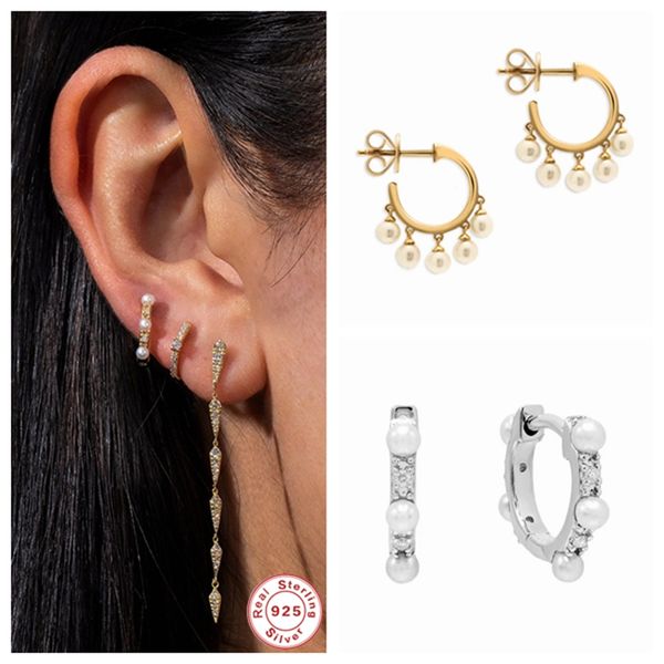 hoop & huggie woman solid 925 sterling silver pearl hanging earrings for party engagement gift long pendientes fine jewelry accessories, Golden;silver
hoop & huggie woman solid 925 sterling silver pearl hanging earrings for party engagement gift long pendientes fine jewelry accessories, Golden;silver