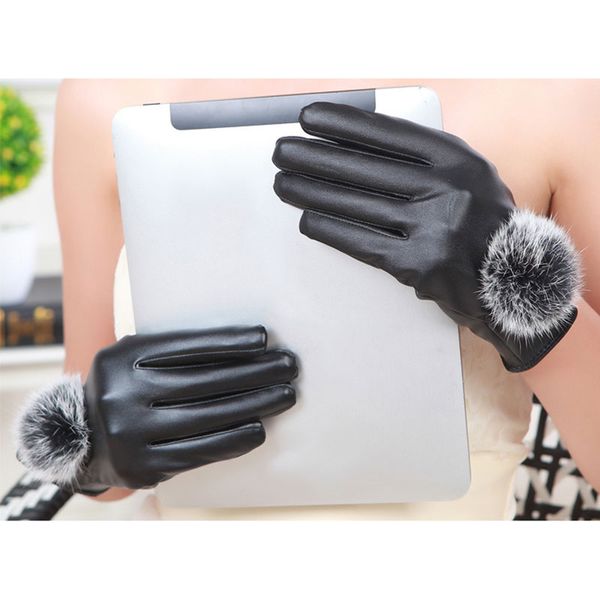 five fingers gloves ly 1pair winter soft mittens warm pu leather fur balls female touches screen women fif66, Blue;gray
five fingers gloves ly 1pair winter soft mittens warm pu leather fur balls female touches screen women fif66, Blue;gray