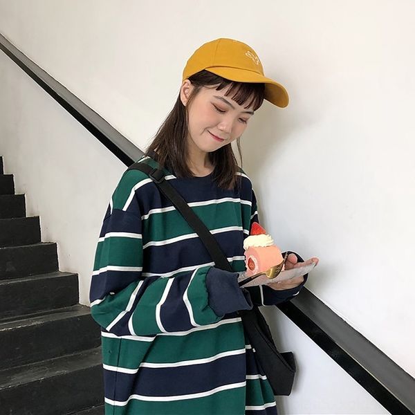 cotton thin sweater 2020 new striped loose student long sleeve coat outer wear ins pfaiw, Black
cotton thin sweater 2020 new striped loose student long sleeve coat outer wear ins pfaiw, Black