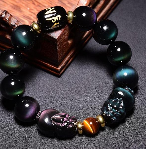 natural double rainbow obsidian pi xiu bracelet for men and women buddha bead crystal couple bracelet, Black
natural double rainbow obsidian pi xiu bracelet for men and women buddha bead crystal couple bracelet, Black
