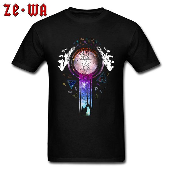 100% cotton men t-shirt europe t shirt colourfull magic hands on crystal ball wizard and witch art clothes black ing